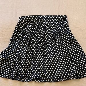 J. Crew Featherweight Navy and White pleated Dot A-Line mini Skirt